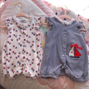 Little me sailboat romper set size 9 months